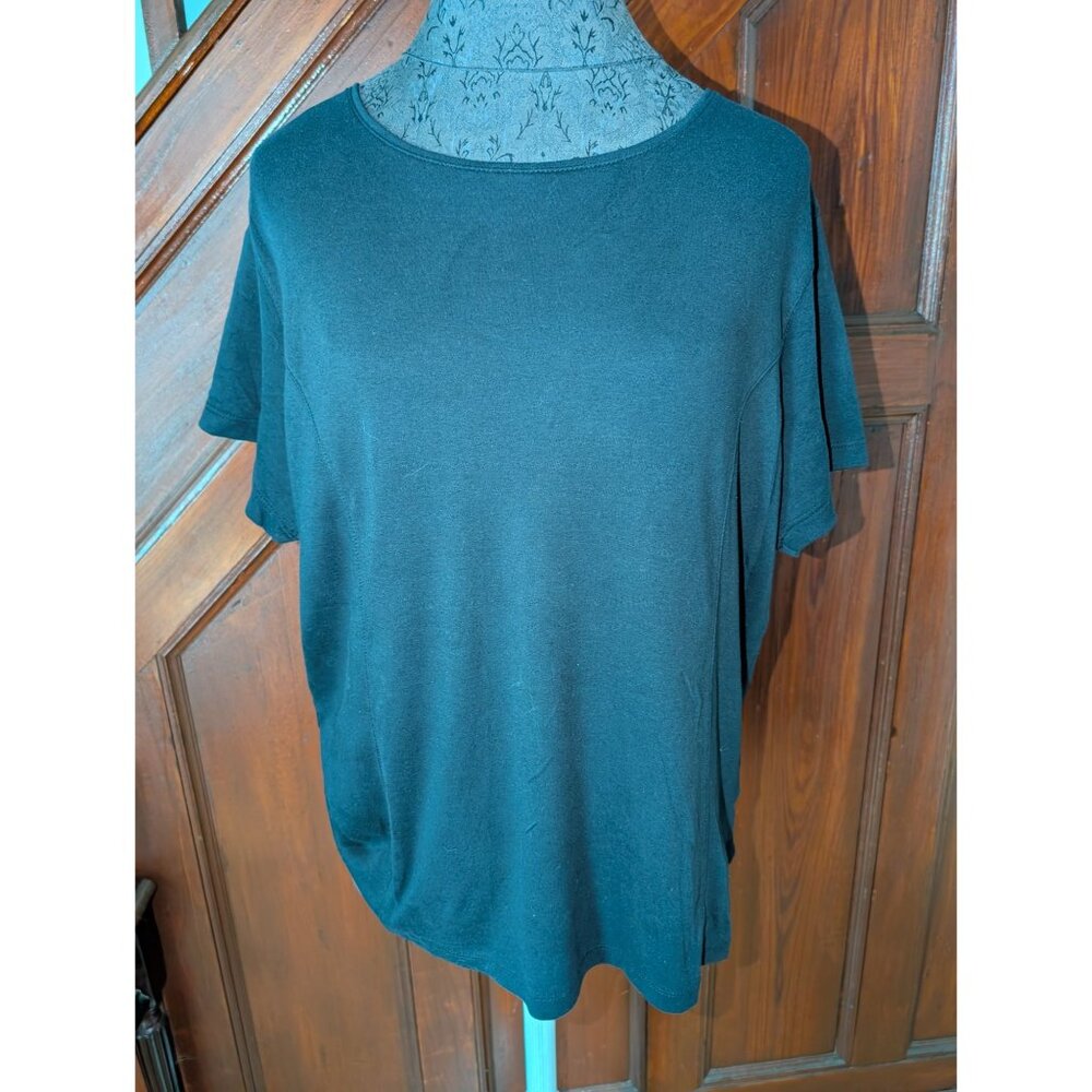 Coldwater Creek Black Short Sleeve 100% Cotton Womens T-Shirt 1X 16W-18W Casual